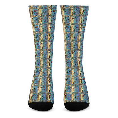 Egyptian Eye Of Horus Pattern Print Crew Socks
