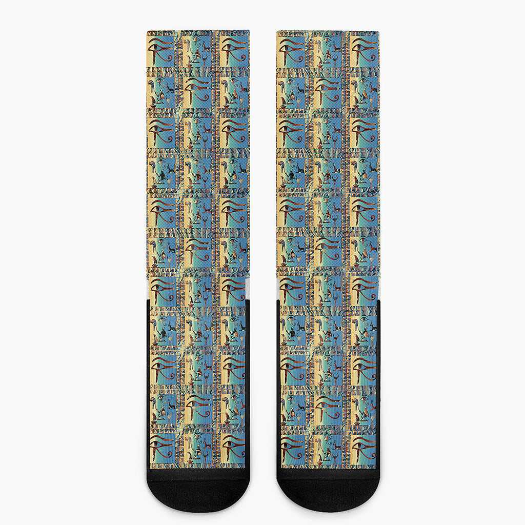 Egyptian Eye Of Horus Pattern Print Crew Socks