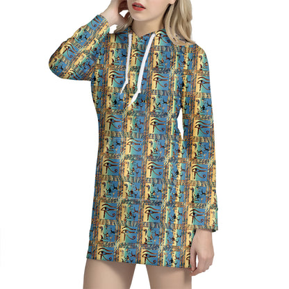 Egyptian Eye Of Horus Pattern Print Hoodie Dress