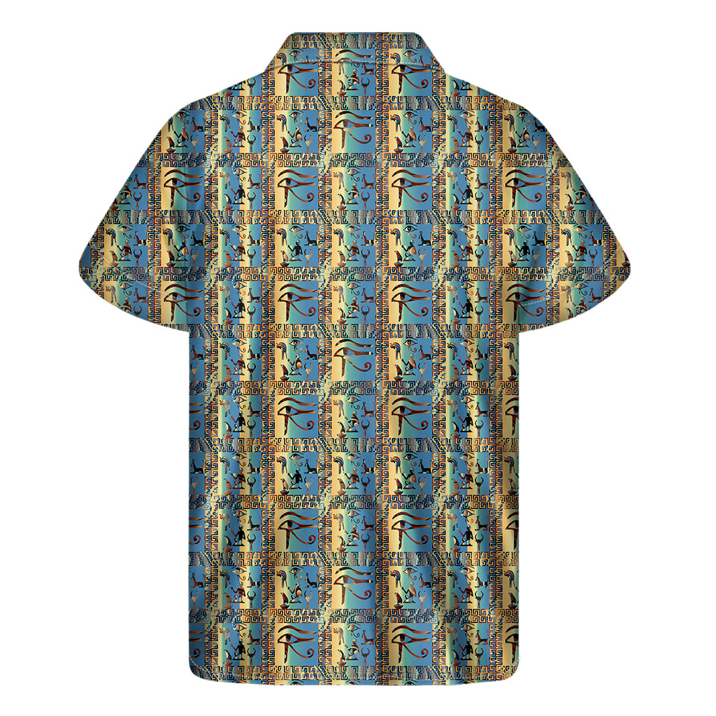 Egyptian Eye Of Horus Pattern Print Men's Short Sleeve Shirt