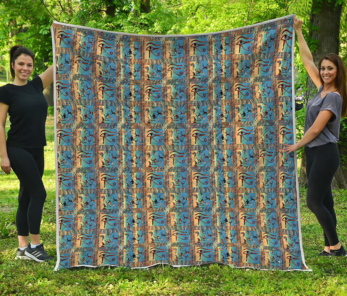 Egyptian Eye Of Horus Pattern Print Quilt