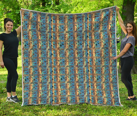 Egyptian Eye Of Horus Pattern Print Quilt