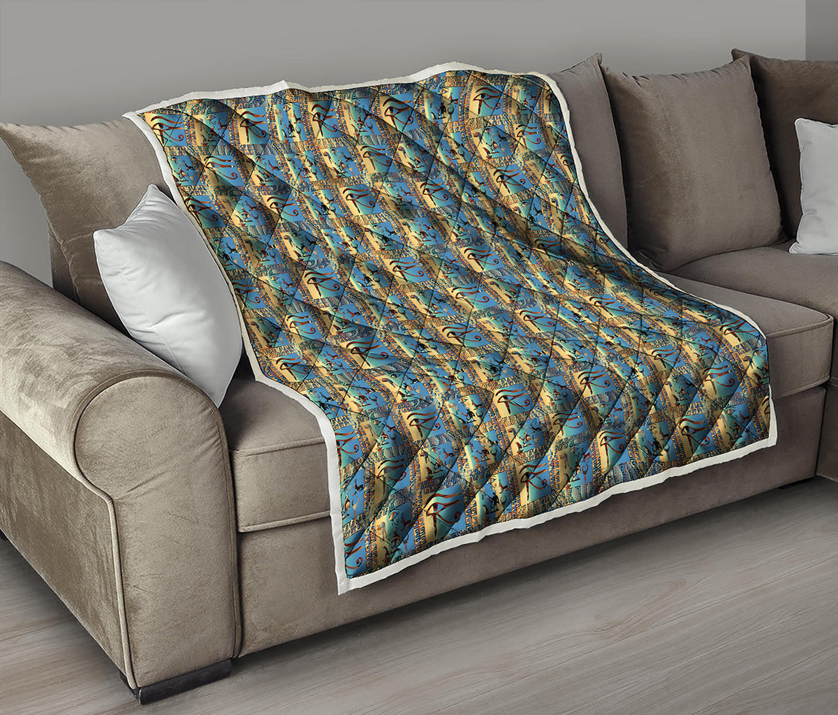Egyptian Eye Of Horus Pattern Print Quilt