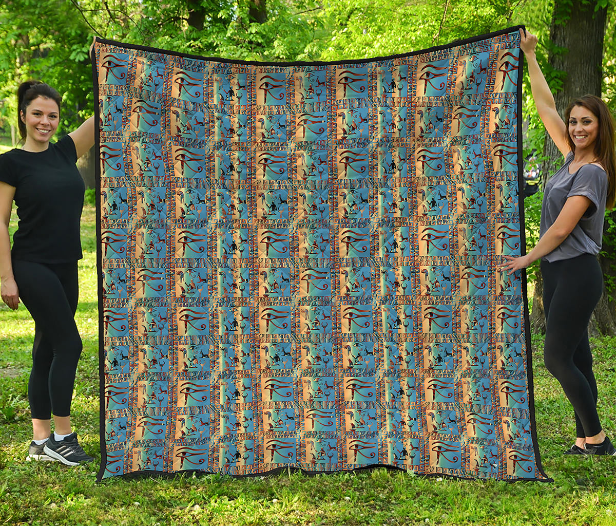 Egyptian Eye Of Horus Pattern Print Quilt