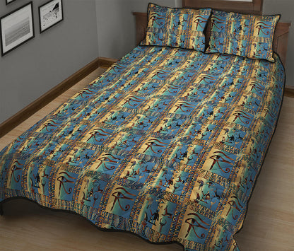 Egyptian Eye Of Horus Pattern Print Quilt Bed Set