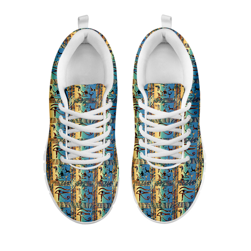 Egyptian Eye Of Horus Pattern Print White Sneakers