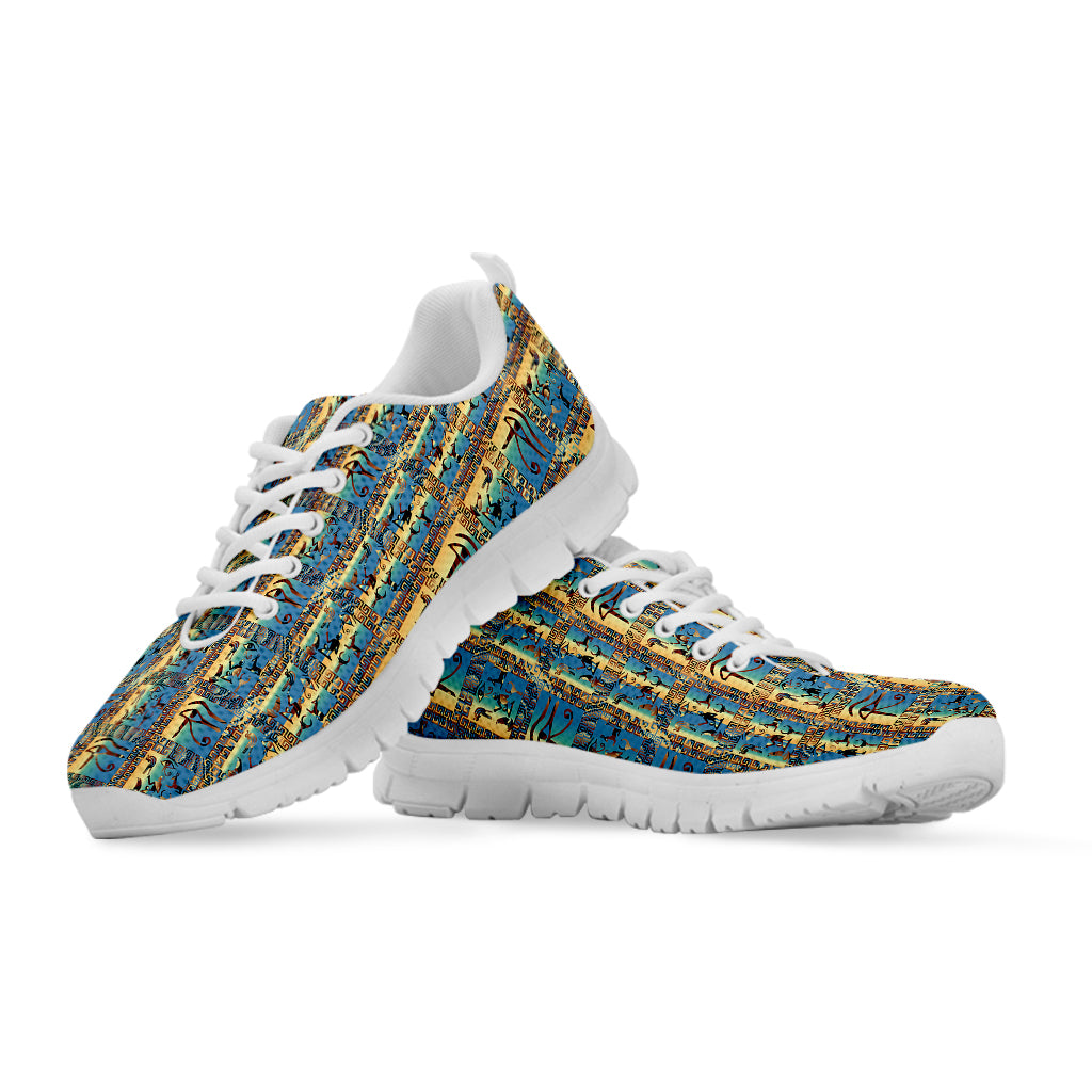 Egyptian Eye Of Horus Pattern Print White Sneakers