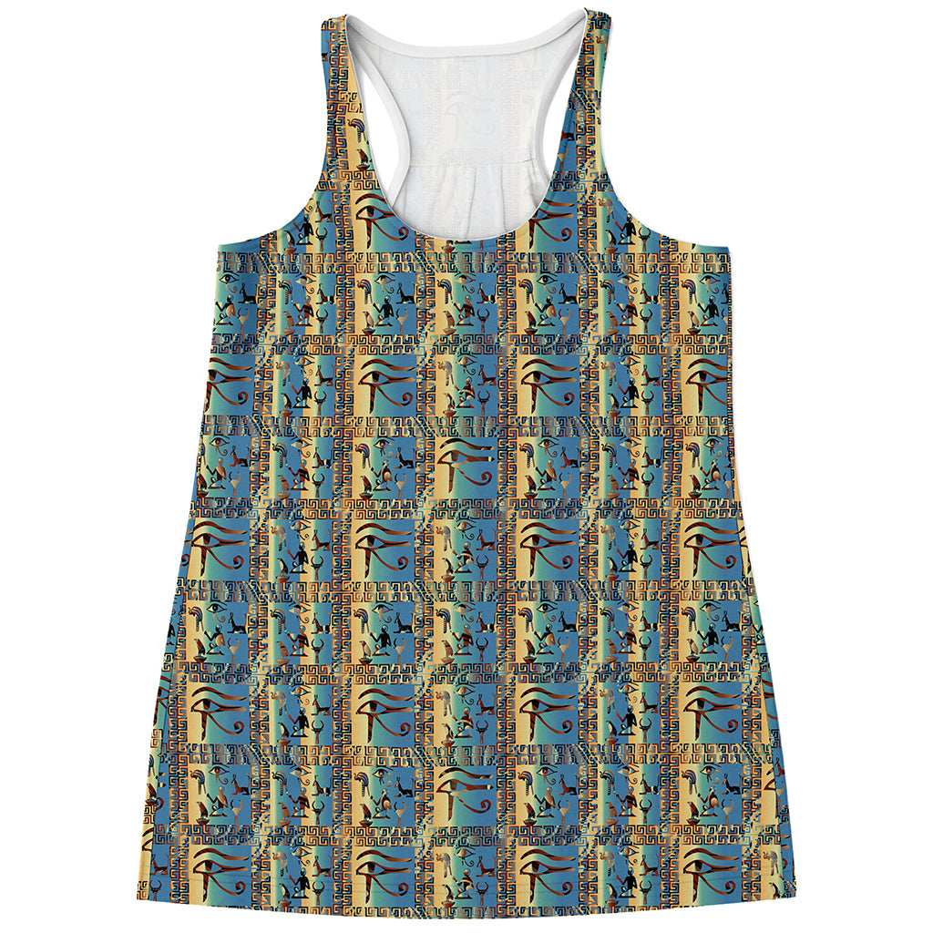 Egyptian Eye Of Horus Pattern Print Women's Racerback Tank Top