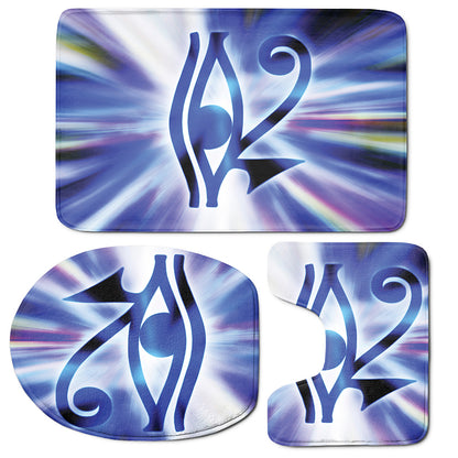 Egyptian Eye Of Horus Print 3 Piece Bath Mat Set