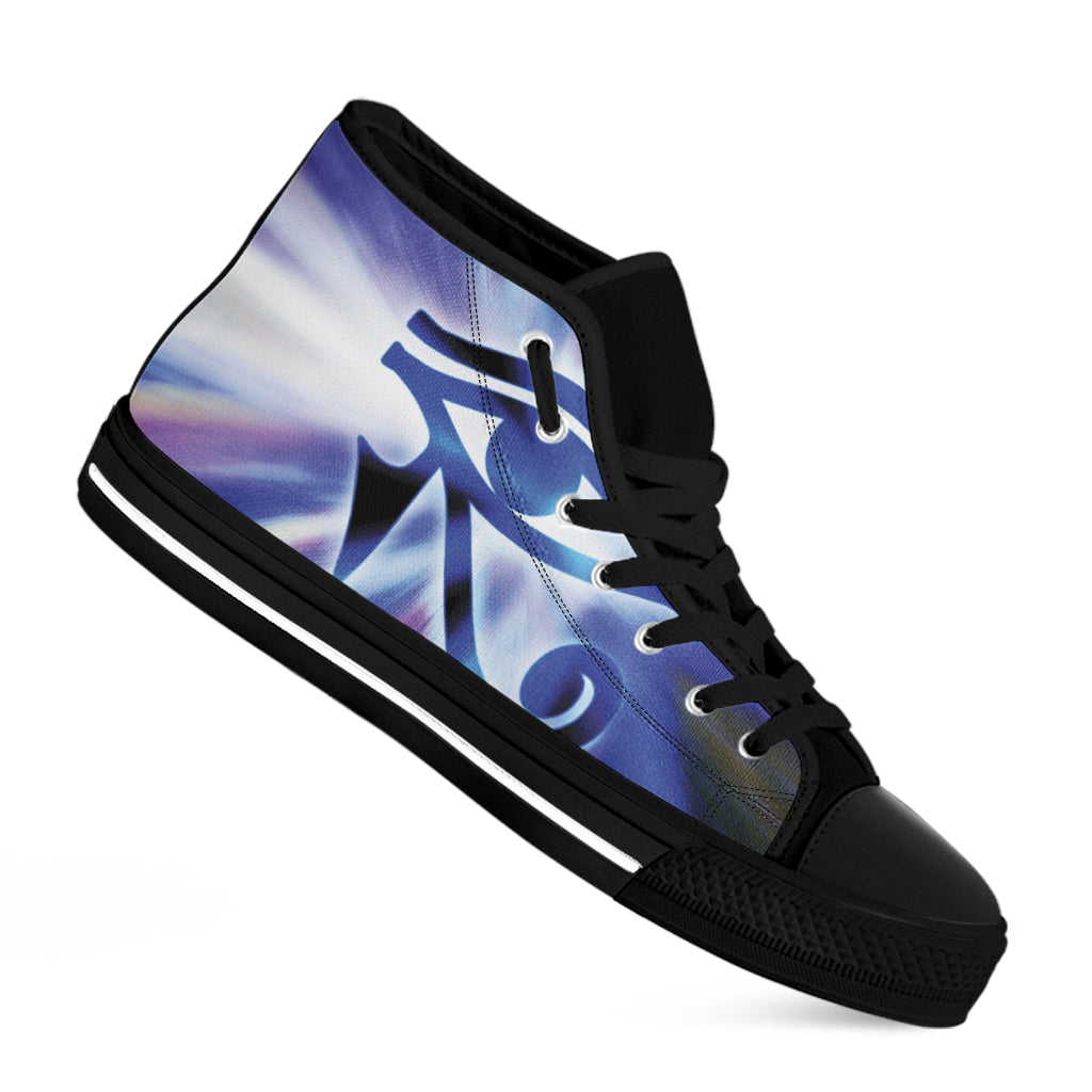 Egyptian Eye Of Horus Print Black High Top Shoes