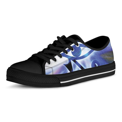 Egyptian Eye Of Horus Print Black Low Top Shoes