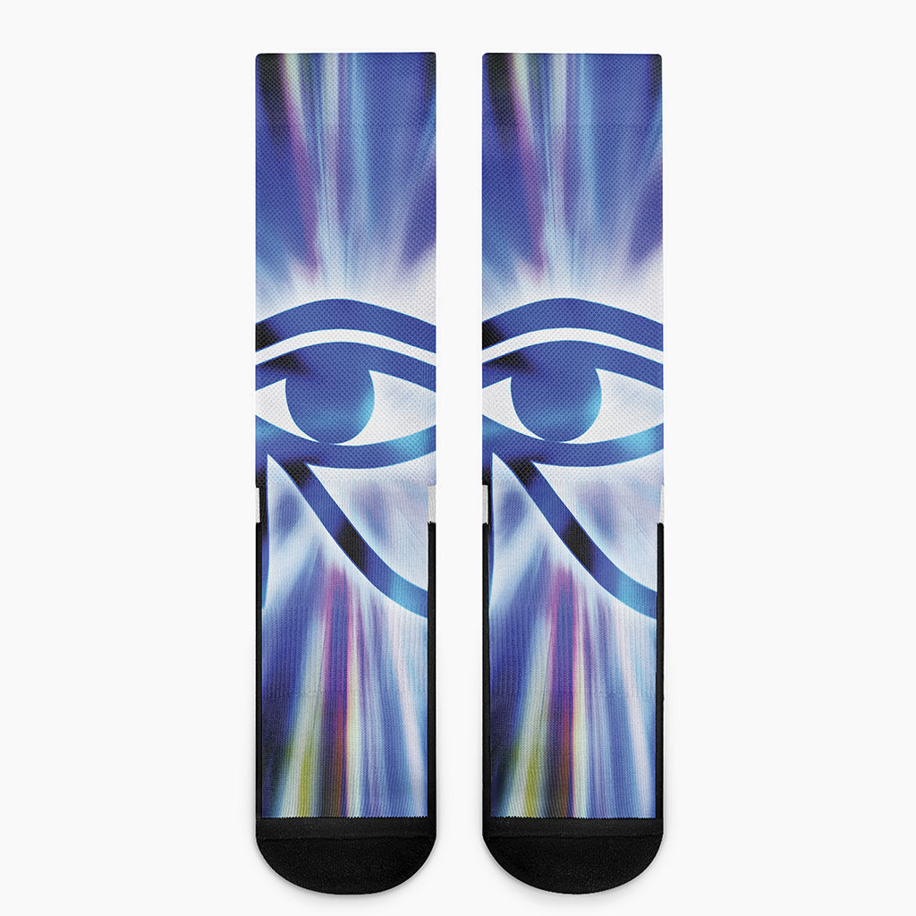 Egyptian Eye Of Horus Print Crew Socks