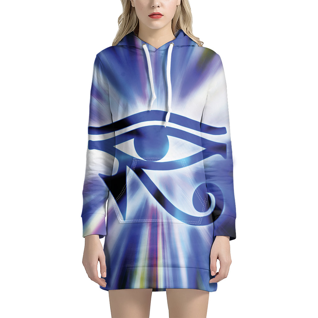 Egyptian Eye Of Horus Print Hoodie Dress