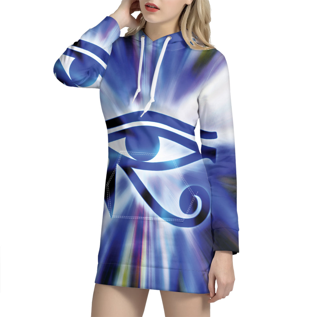 Egyptian Eye Of Horus Print Hoodie Dress