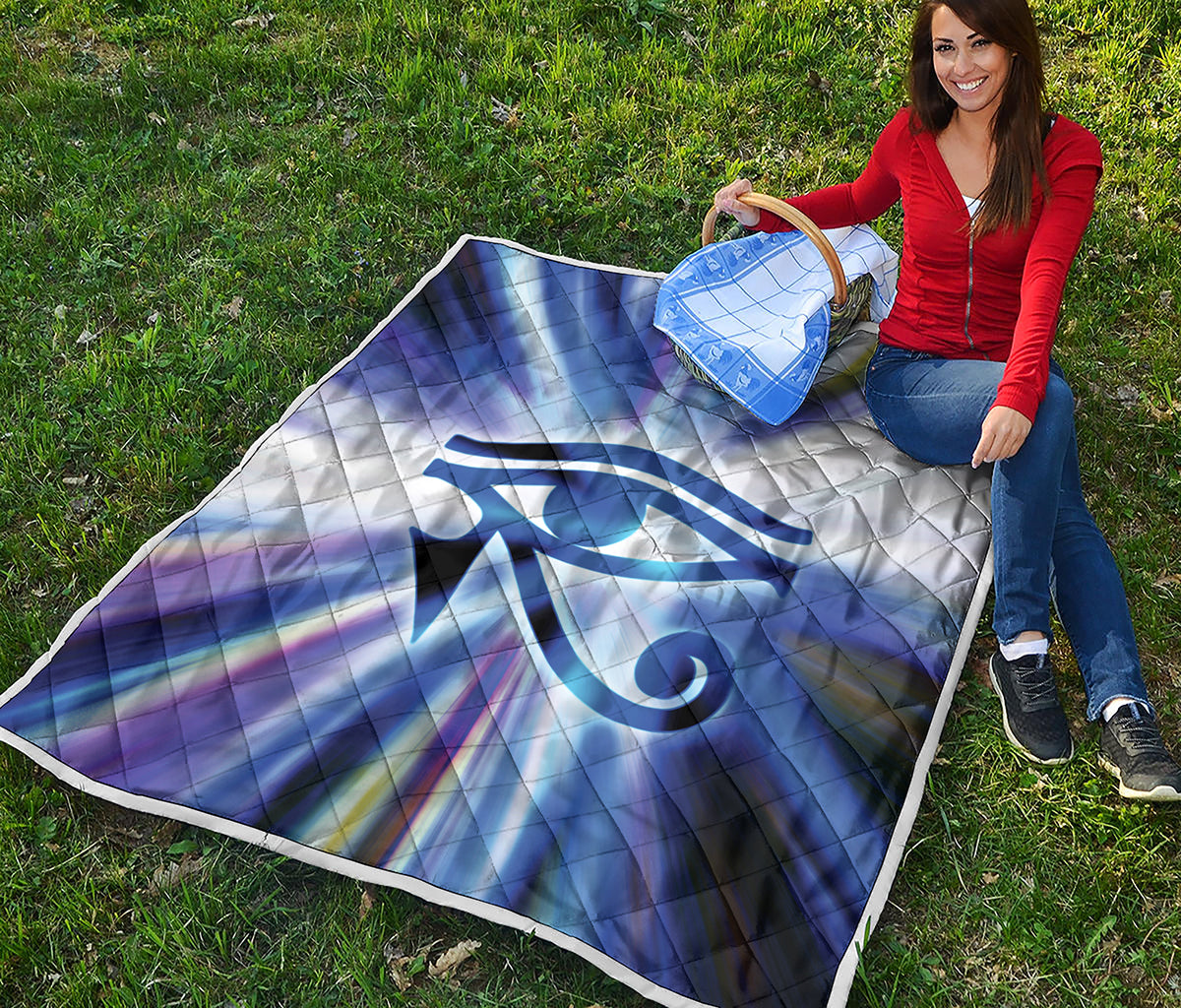 Egyptian Eye Of Horus Print Quilt