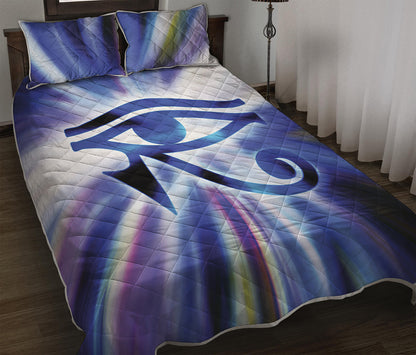 Egyptian Eye Of Horus Print Quilt Bed Set