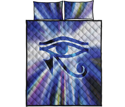 Egyptian Eye Of Horus Print Quilt Bed Set