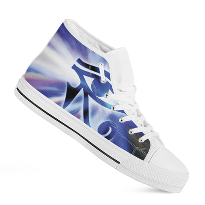 Egyptian Eye Of Horus Print White High Top Shoes