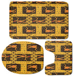 Egyptian Gods And Hieroglyphs Print 3 Piece Bath Mat Set