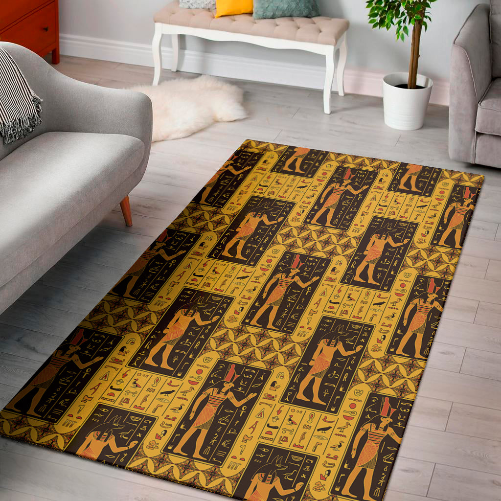 Egyptian Gods And Hieroglyphs Print Area Rug