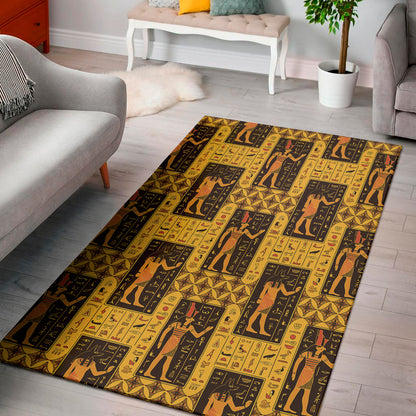 Egyptian Gods And Hieroglyphs Print Area Rug