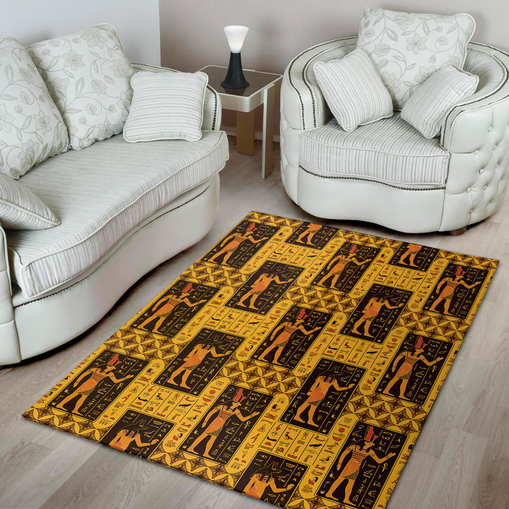 Egyptian Gods And Hieroglyphs Print Area Rug