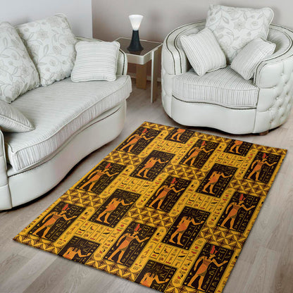Egyptian Gods And Hieroglyphs Print Area Rug