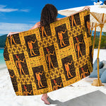 Egyptian Gods And Hieroglyphs Print Beach Sarong Wrap