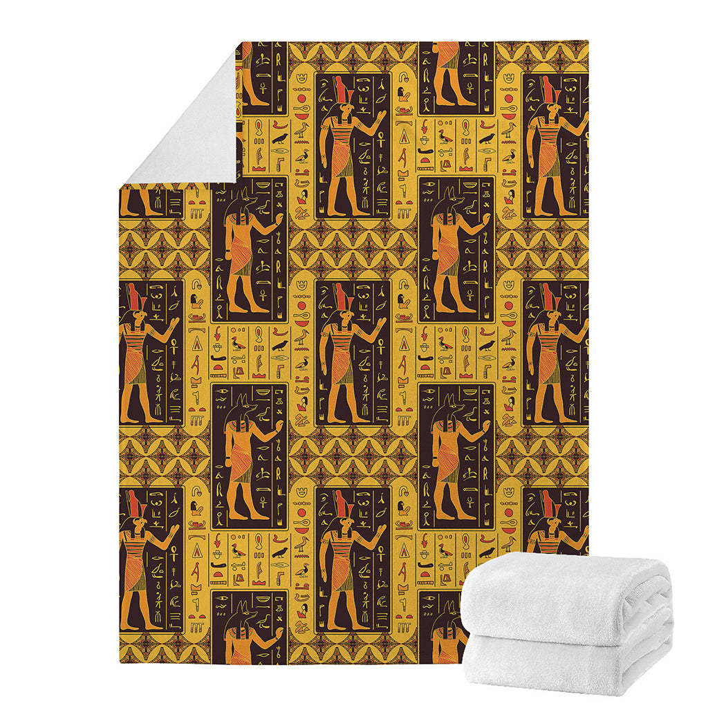 Egyptian Gods And Hieroglyphs Print Blanket