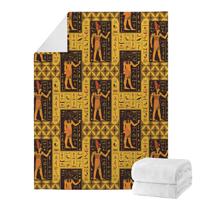 Egyptian Gods And Hieroglyphs Print Blanket