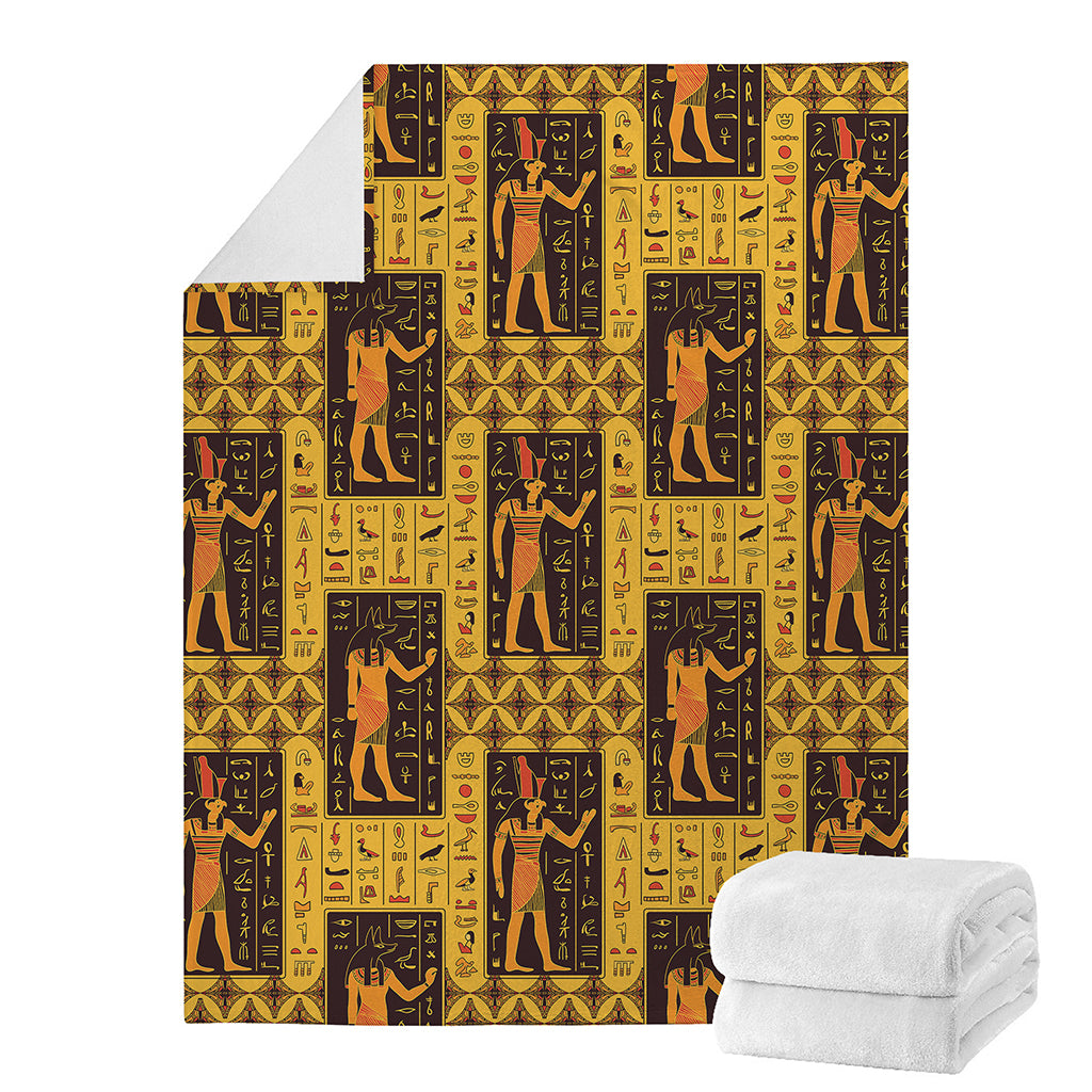 Egyptian Gods And Hieroglyphs Print Blanket