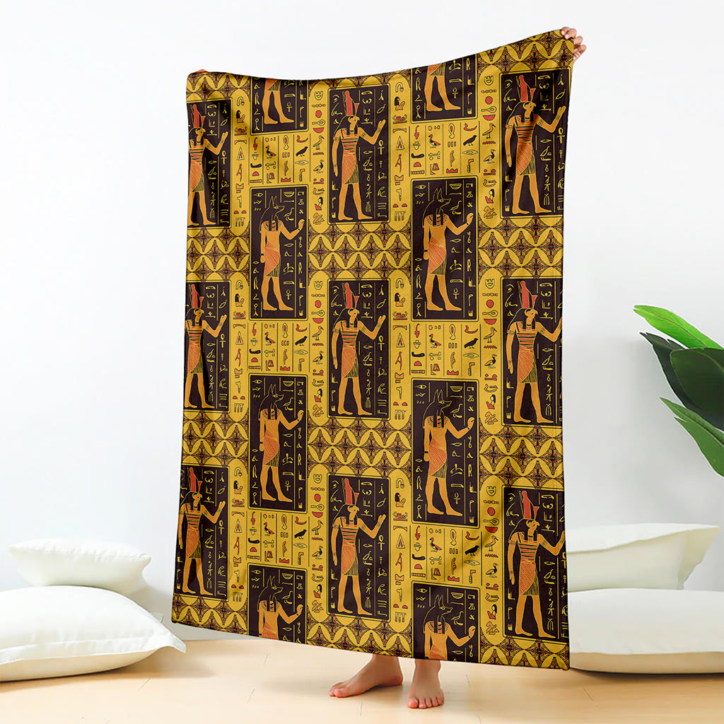 Egyptian Gods And Hieroglyphs Print Blanket