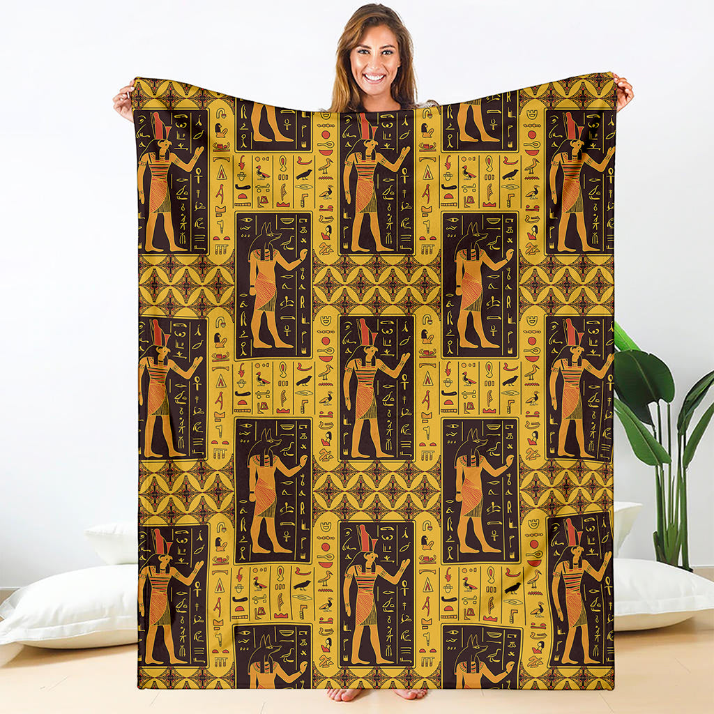 Egyptian Gods And Hieroglyphs Print Blanket