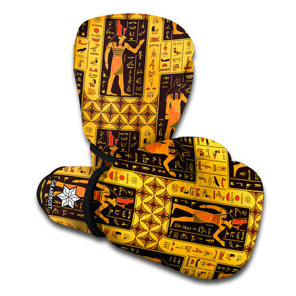 Egyptian Gods And Hieroglyphs Print Boxing Gloves
