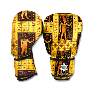Egyptian Gods And Hieroglyphs Print Boxing Gloves