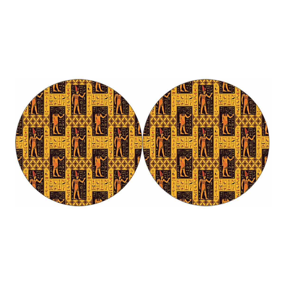 Egyptian Gods And Hieroglyphs Print Car Coasters