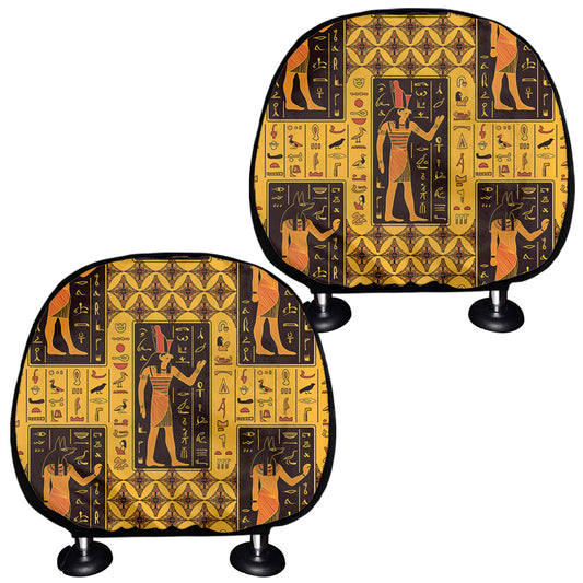 Egyptian Gods And Hieroglyphs Print Car Headrest Covers