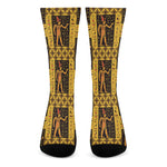 Egyptian Gods And Hieroglyphs Print Crew Socks