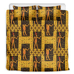 Egyptian Gods And Hieroglyphs Print Duvet Cover Bedding Set