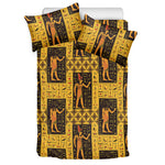 Egyptian Gods And Hieroglyphs Print Duvet Cover Bedding Set