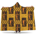 Egyptian Gods And Hieroglyphs Print Hooded Blanket