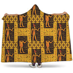 Egyptian Gods And Hieroglyphs Print Hooded Blanket