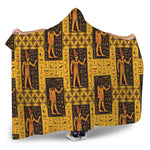 Egyptian Gods And Hieroglyphs Print Hooded Blanket