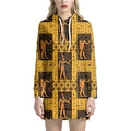 Egyptian Gods And Hieroglyphs Print Pullover Hoodie Dress