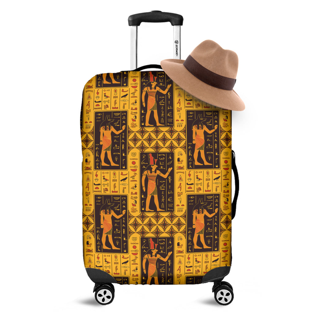 Egyptian Gods And Hieroglyphs Print Luggage Cover