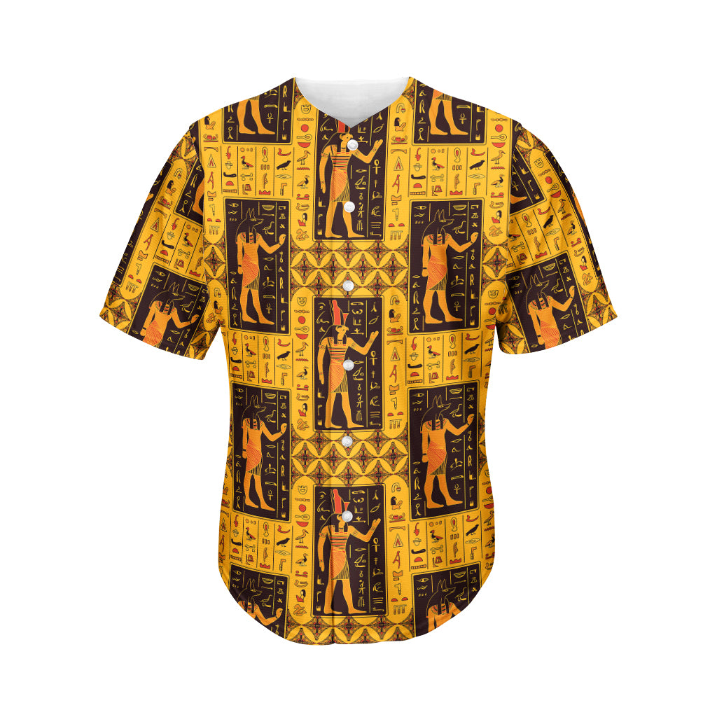 Egyptian Gods And Hieroglyphs Print Men's Baseball Jersey