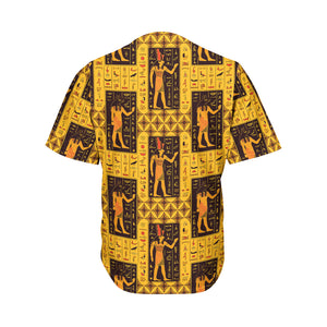 Egyptian Gods And Hieroglyphs Print Men's Baseball Jersey