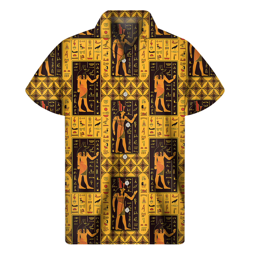 Egyptian Gods And Hieroglyphs Print Men's Short Sleeve Shirt