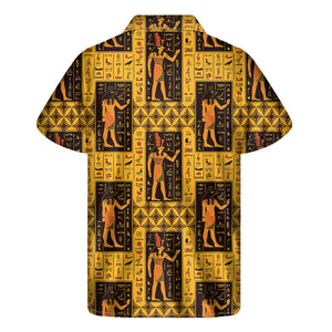 Egyptian Gods And Hieroglyphs Print Men's Short Sleeve Shirt