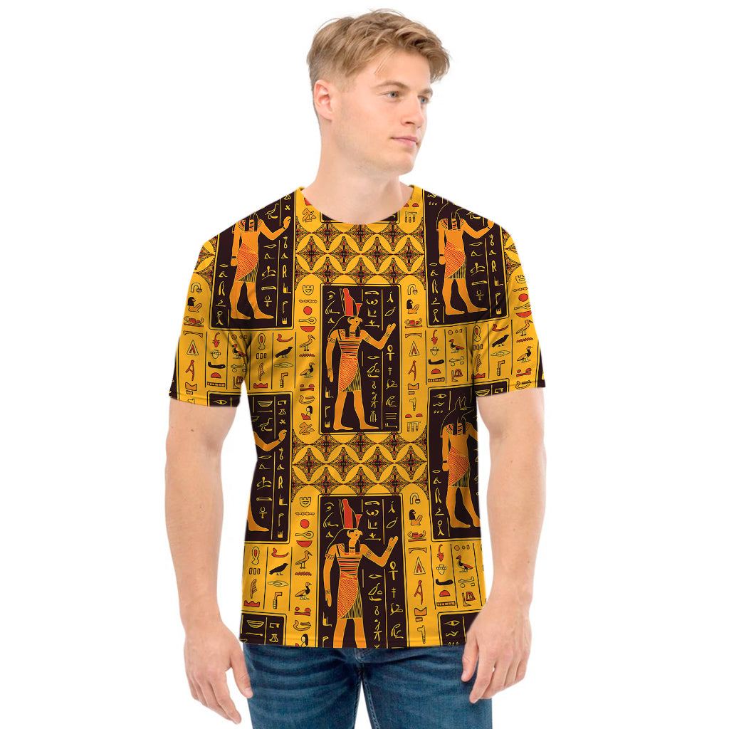 Egyptian Gods And Hieroglyphs Print Men's T-Shirt